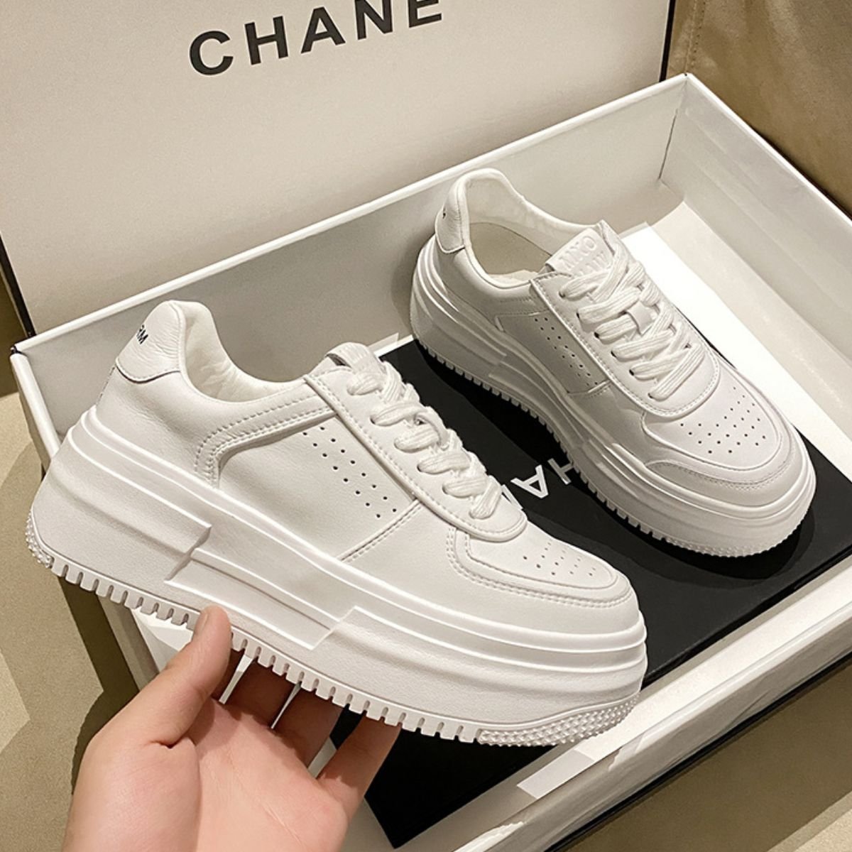 Comfortable Sneakers for Women - Lace Up Platform White