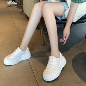 Comfortable Sneakers for Women - Lace Up Platform White - image 2