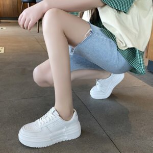 Comfortable Sneakers for Women - Lace Up Platform White - image 3