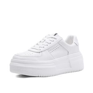Comfortable Sneakers for Women - Lace Up Platform White - image 4