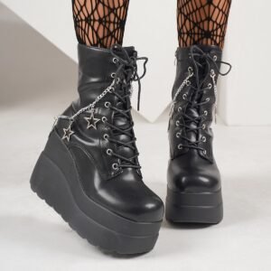 Lace Up Platform Wedge Boots - Casual Shoes for Women - image 3