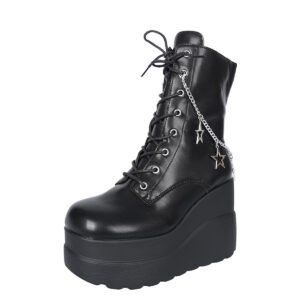Lace Up Platform Wedge Boots - Casual Shoes for Women - image 5
