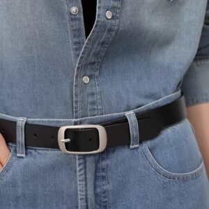 Belt Leather with Silver Buckle - Cowhide Leather Belt - image 4
