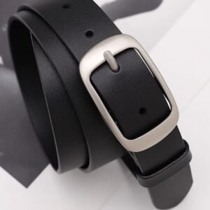 Belt Leather with Silver Buckle - Cowhide Leather Belt - image 5