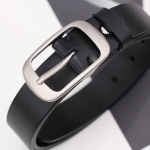Belt Leather with Silver Buckle - Cowhide Leather Belt - image 8