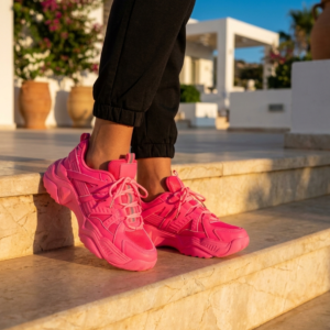 Chunky Sole Athletic Sneakers Hot Pink Casual Style - image 1