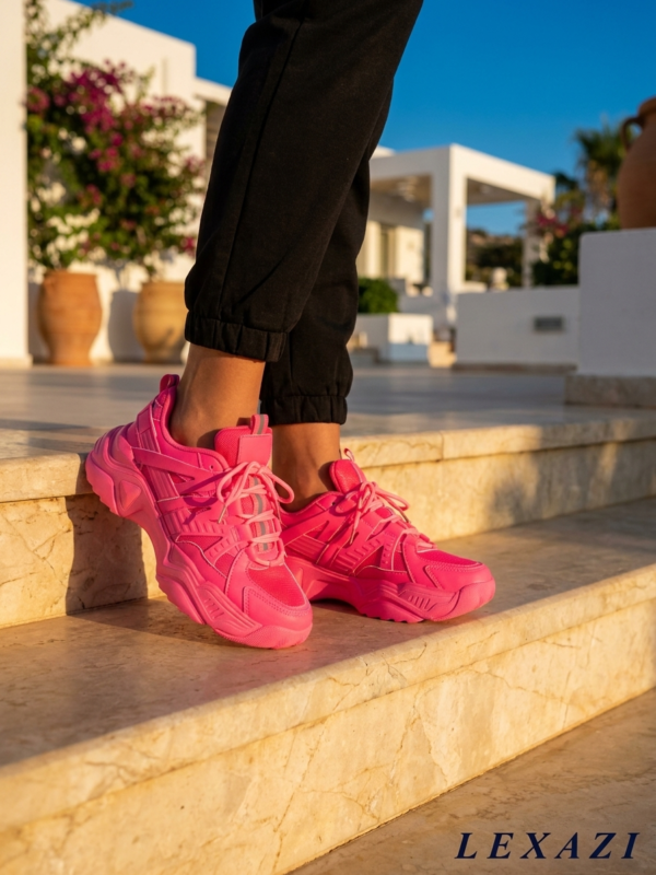 Chunky sole athletic sneakers hot pink by Lexazi