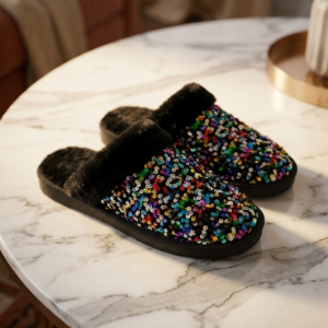 Faux Fur Sequin Slippers – Cozy Glam for Your Resort Getaway - image 1
