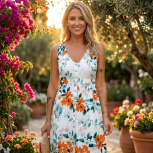 Floral V-Neck Sleeveless Dress with Slit for Resort - image 1