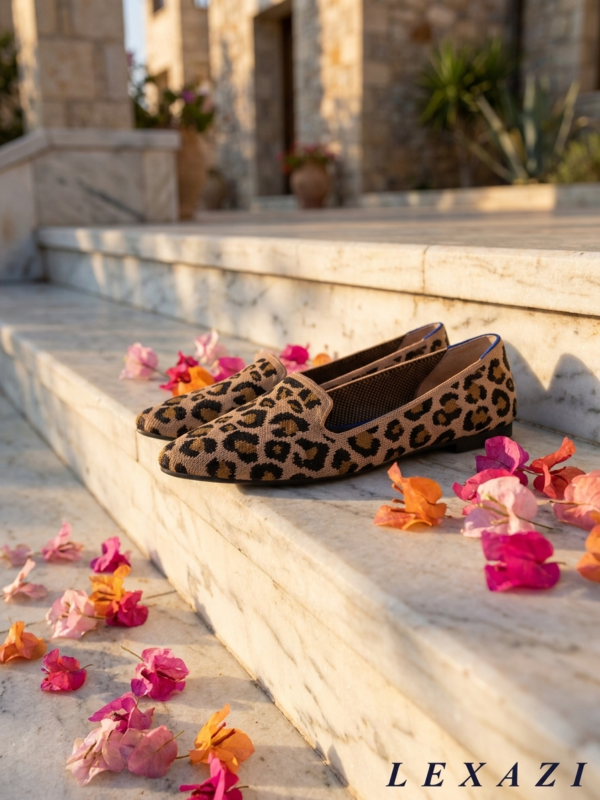 Leopard pointed-toe flats for resort chic style by Lexazi