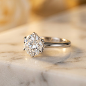 Moissanite 6-Prong Solitaire Ring Sterling Silver Mediterranean - image 1