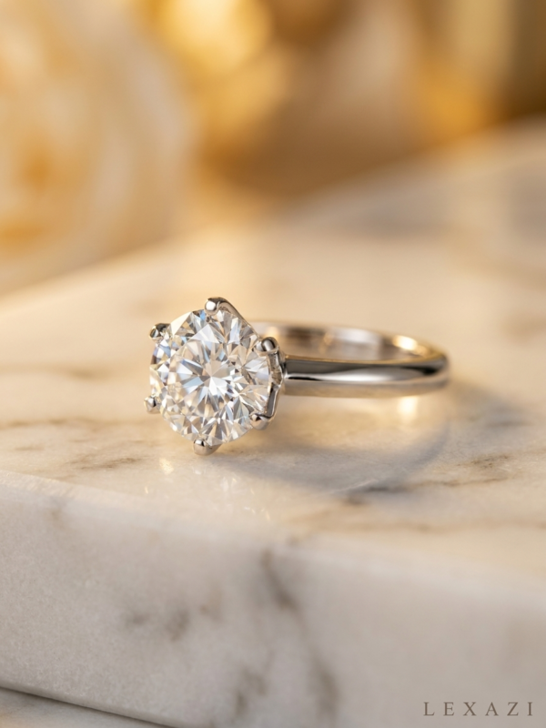 Moissanite 6-prong solitaire ring sterling by Lexazi