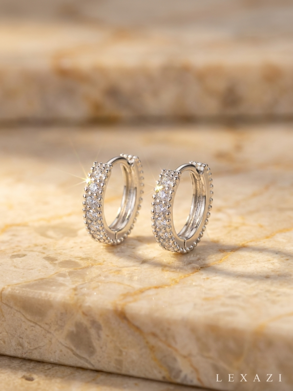 Moissanite huggie earrings sterling silver by Lexazi