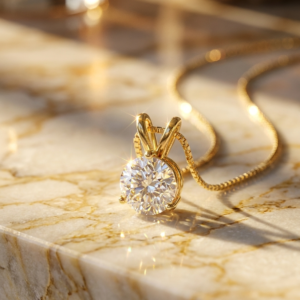 Moissanite Solitaire Necklace with Sterling Silver Chain - image 1