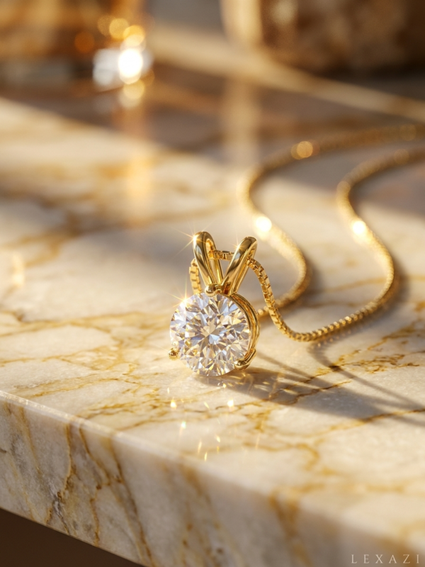 Moissanite solitaire necklace sterling silver by Lexazi