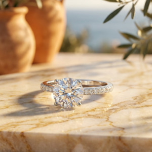 Moissanite Solitaire Ring with Zircon Accents – - image 1