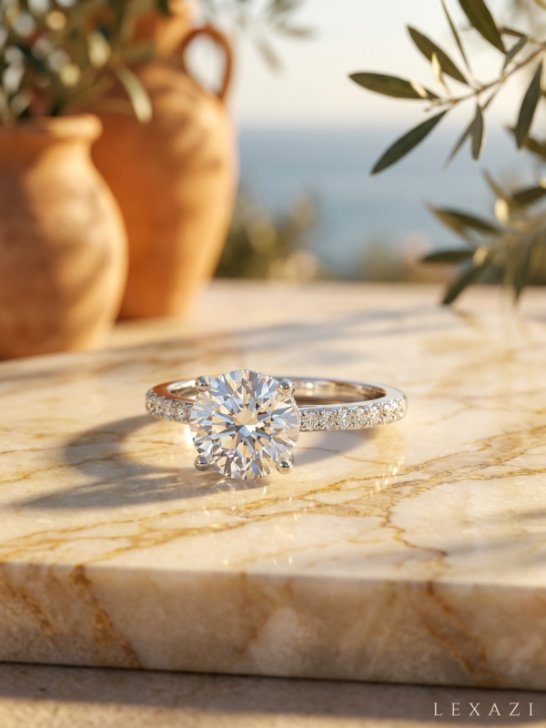 Moissanite solitaire ring zircon accents by Lexazi