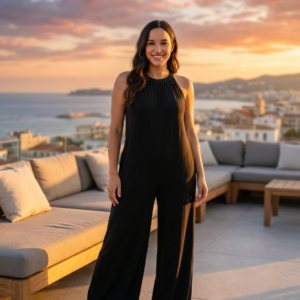 Sleeveless Tie-Back Jumpsuit with Cutouts – Resort Style - image 1