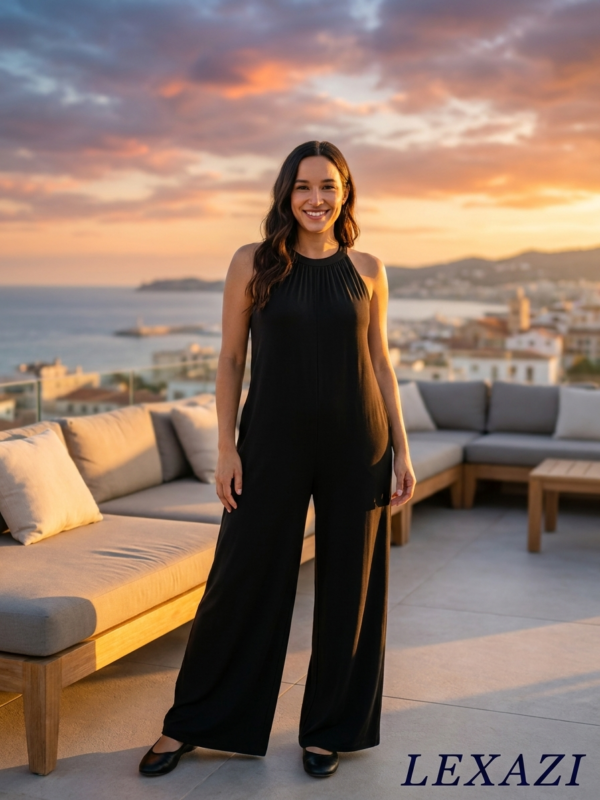 Sleeveless tie-back jumpsuit cutouts resort by Lexazi