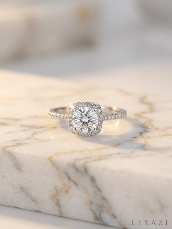 Square moissanite sterling silver ring by Lexazi