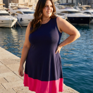Two-Tone Sleeveless Mini Dress with Pockets for Resort - image 1