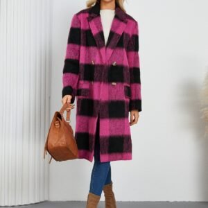 Plaid Double-Breasted Coat - Stylish Denim Coat Gap Filler - image 7