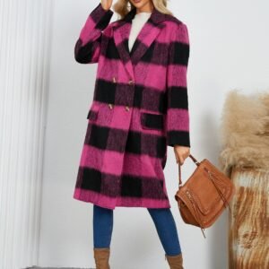 Plaid Double-Breasted Coat - Stylish Denim Coat Gap Filler - image 8