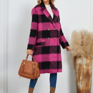 Plaid Double-Breasted Coat - Stylish Denim Coat Gap Filler - image 9