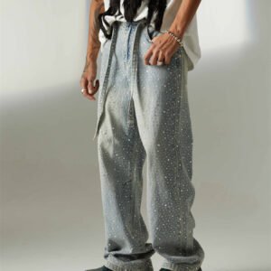 Rhinestone Embellished Wide Leg Jeans - image 2