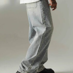 Rhinestone Embellished Wide Leg Jeans - image 3