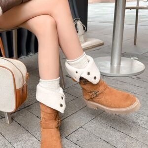 Round Toe Platform Boots with Faux Fur Lining - image 2