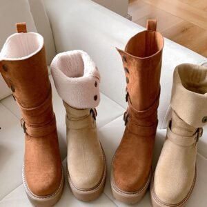Round Toe Platform Boots with Faux Fur Lining - image 6