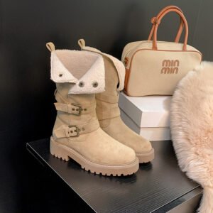 Round Toe Platform Boots with Faux Fur Lining - image 9