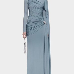 Ruched Draped Long Sleeve Maxi Dress - image 1