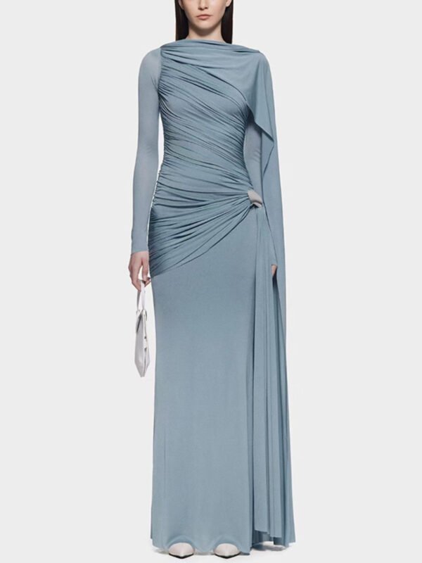 Ruched Draped Long Sleeve Maxi Dress | LEXAZI - Image 1