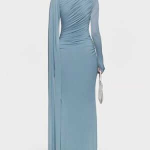 Ruched Draped Long Sleeve Maxi Dress - image 2