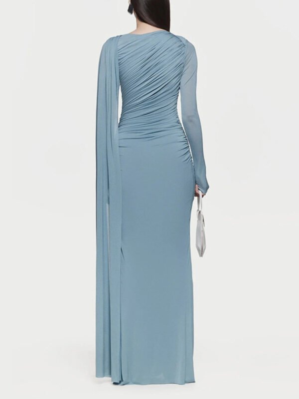 Ruched Draped Long Sleeve Maxi Dress - alternate view