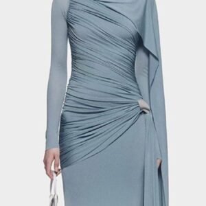Ruched Draped Long Sleeve Maxi Dress - image 3