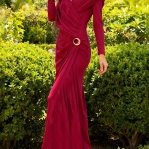 Ruched Draped Long Sleeve Maxi Dress - image 3