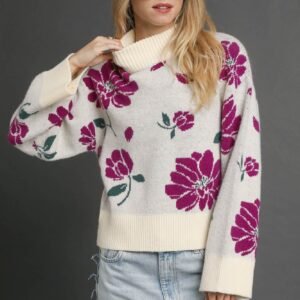 Floral Mock Neck Sweater - Chic Sweater Sets for Women - image 1