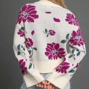 Floral Mock Neck Sweater - Chic Sweater Sets for Women - image 3