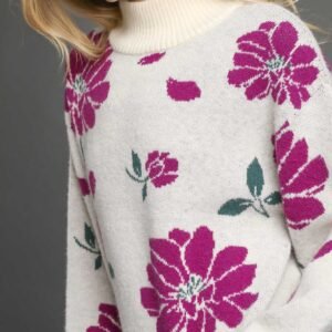 Floral Mock Neck Sweater - Chic Sweater Sets for Women - image 5
