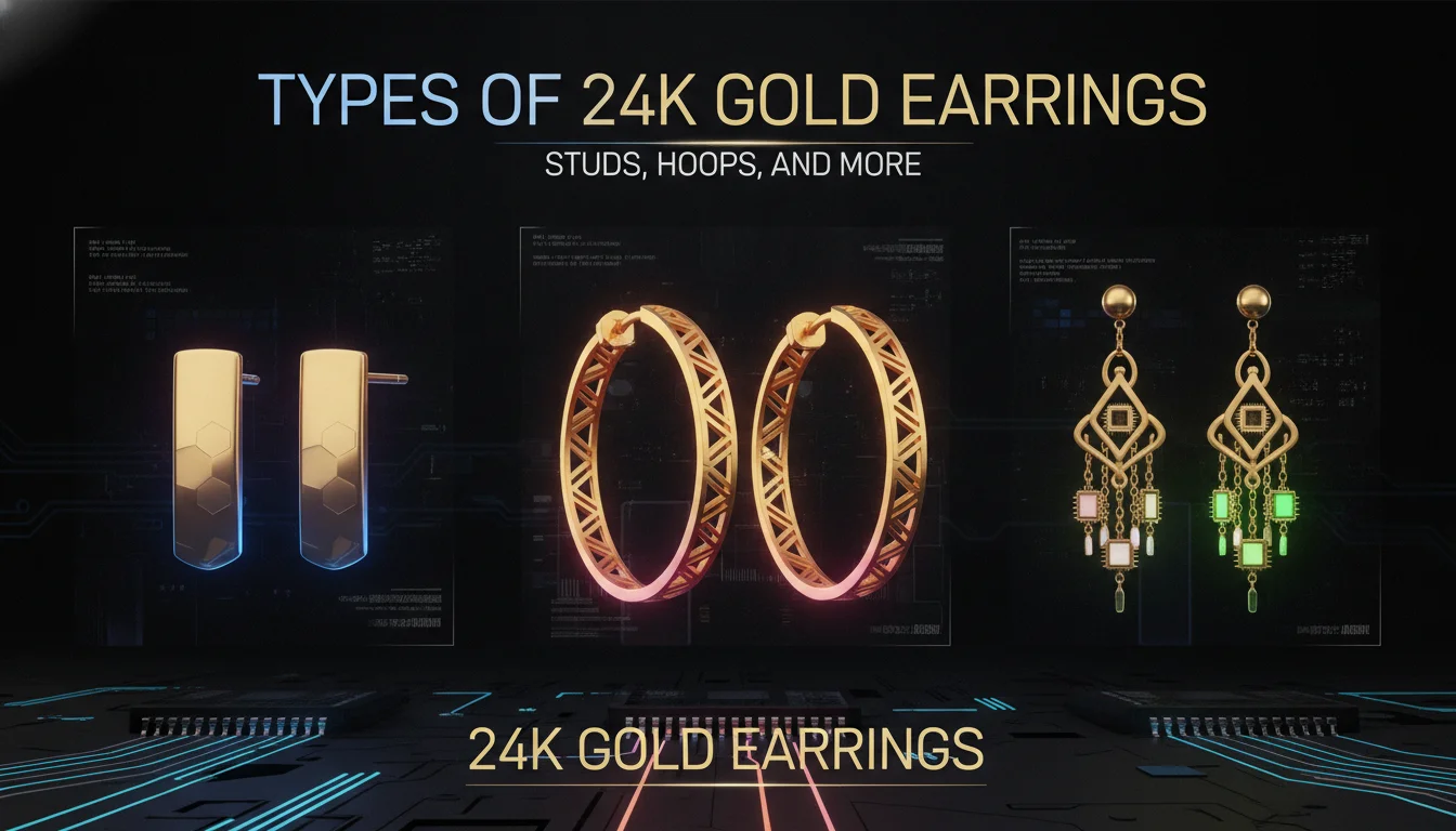 Visual guide to Types of 24k Gold Earrings: Studs, Hoops, and More