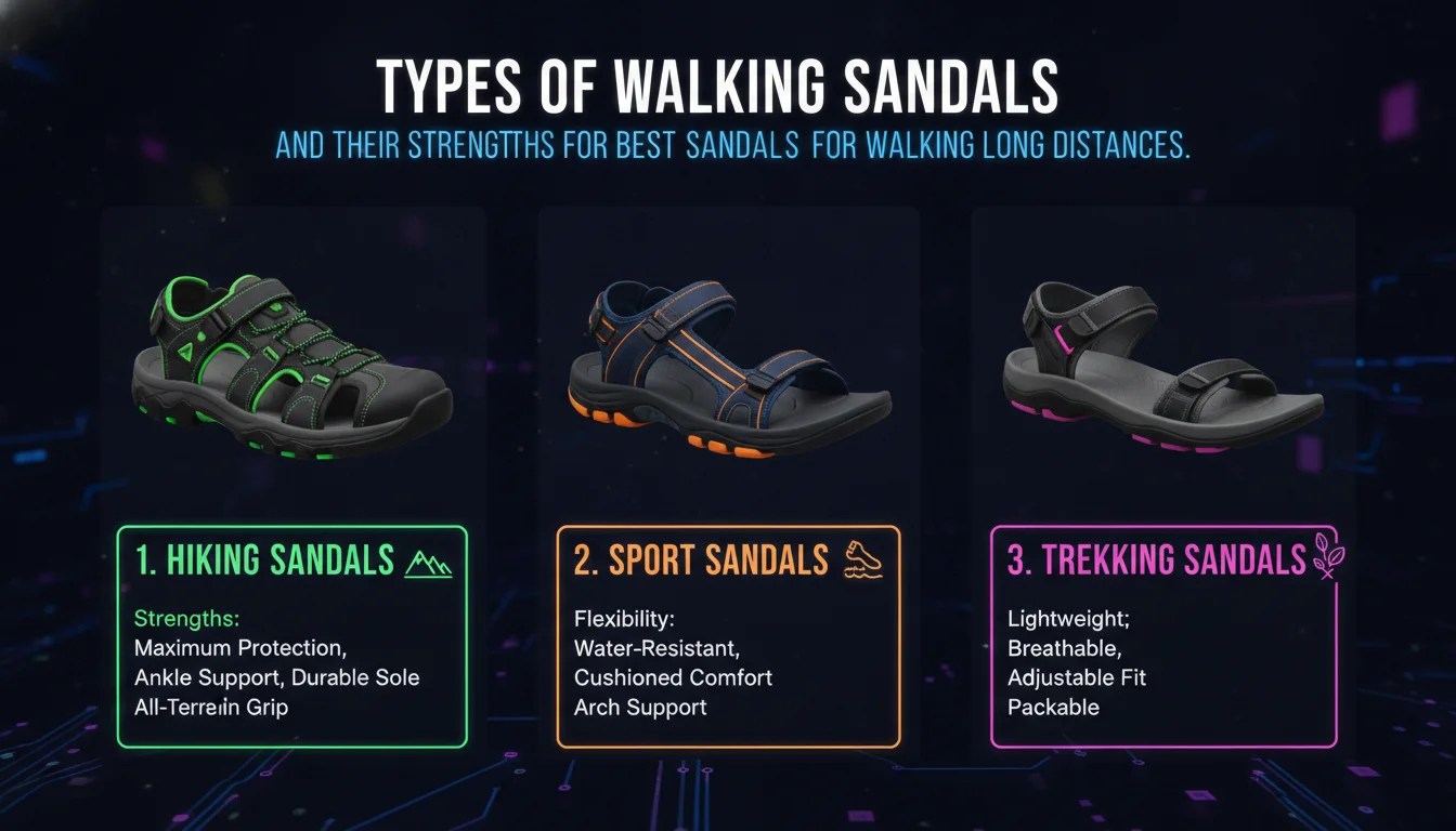 Visual guide to Types of Walking Sandals and Their Strengths