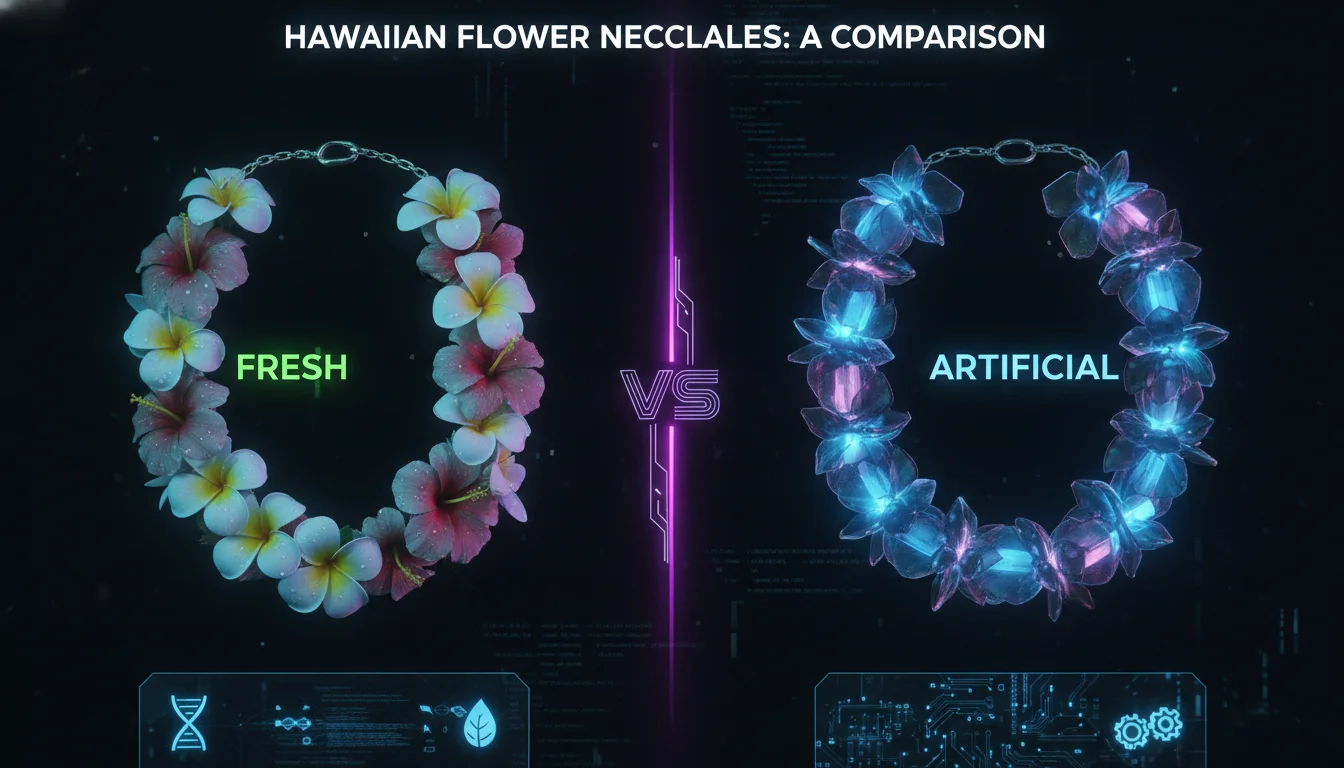 Concept illustration for Fresh vs. Artificial Hawaiian Flower Necklaces: A Comparison