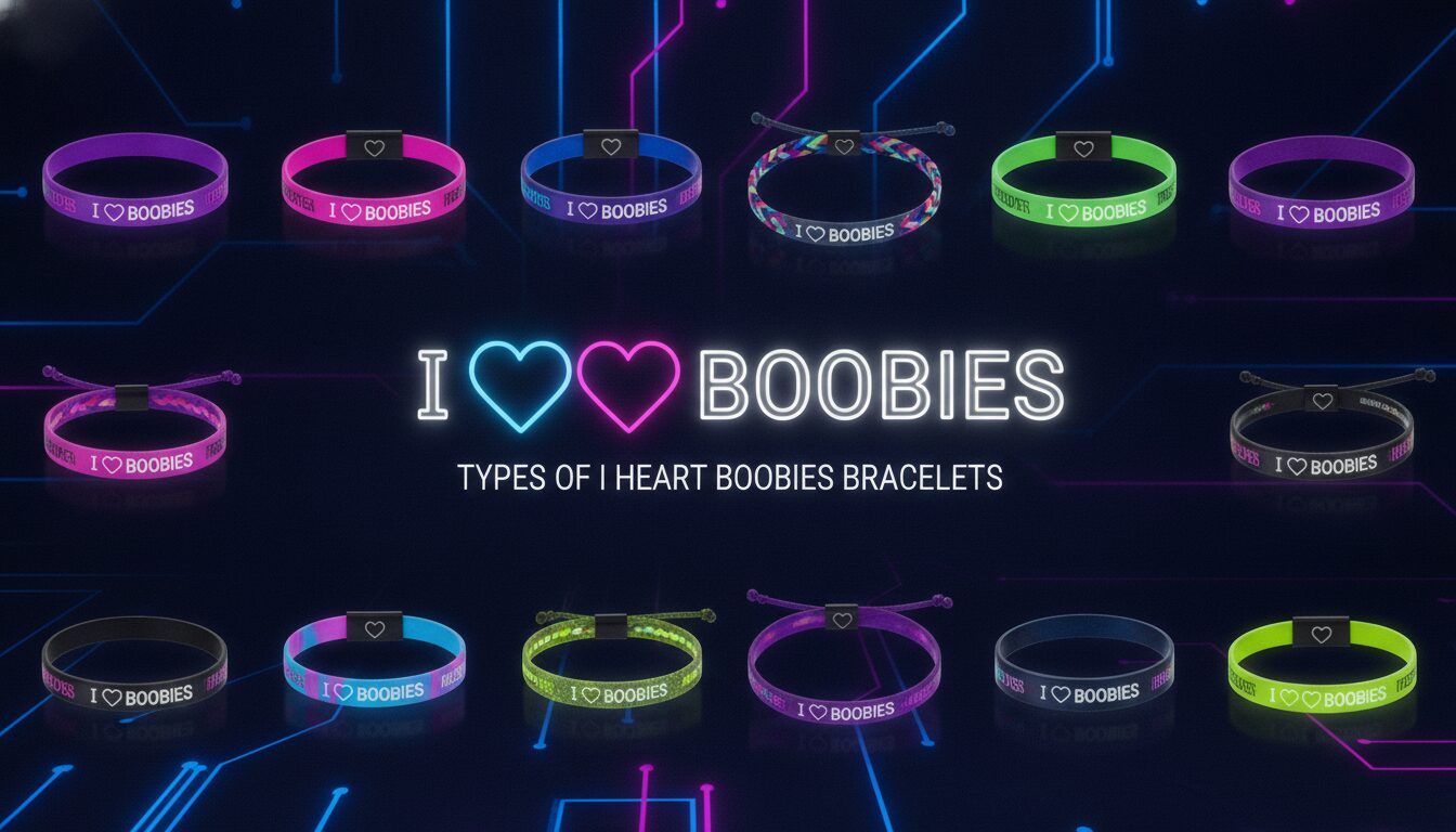 Visual guide to Types of I Heart Boobies Bracelets