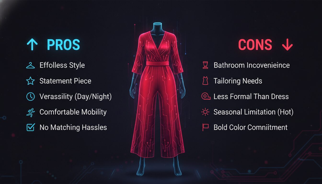 Pros and Cons of a Jumpsuit Red Color — illustrated overview