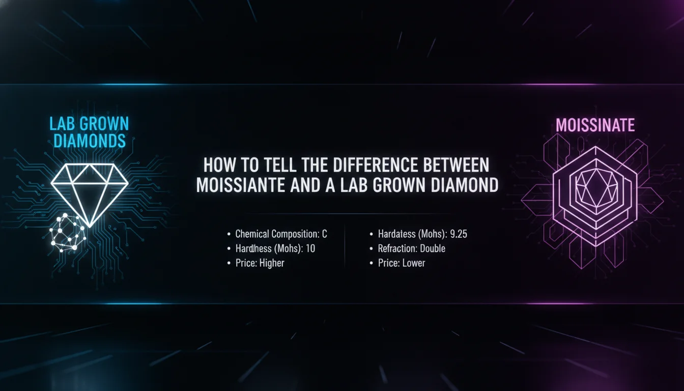 Concept illustration for How to Tell the Difference Between Moissanite and a Lab Grown Diamond