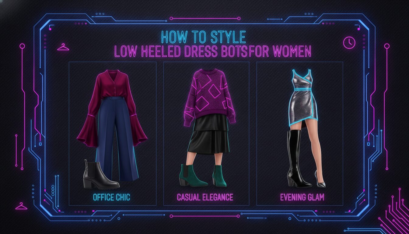 Concept illustration for How to Style Low Heeled Dress Boots for Women