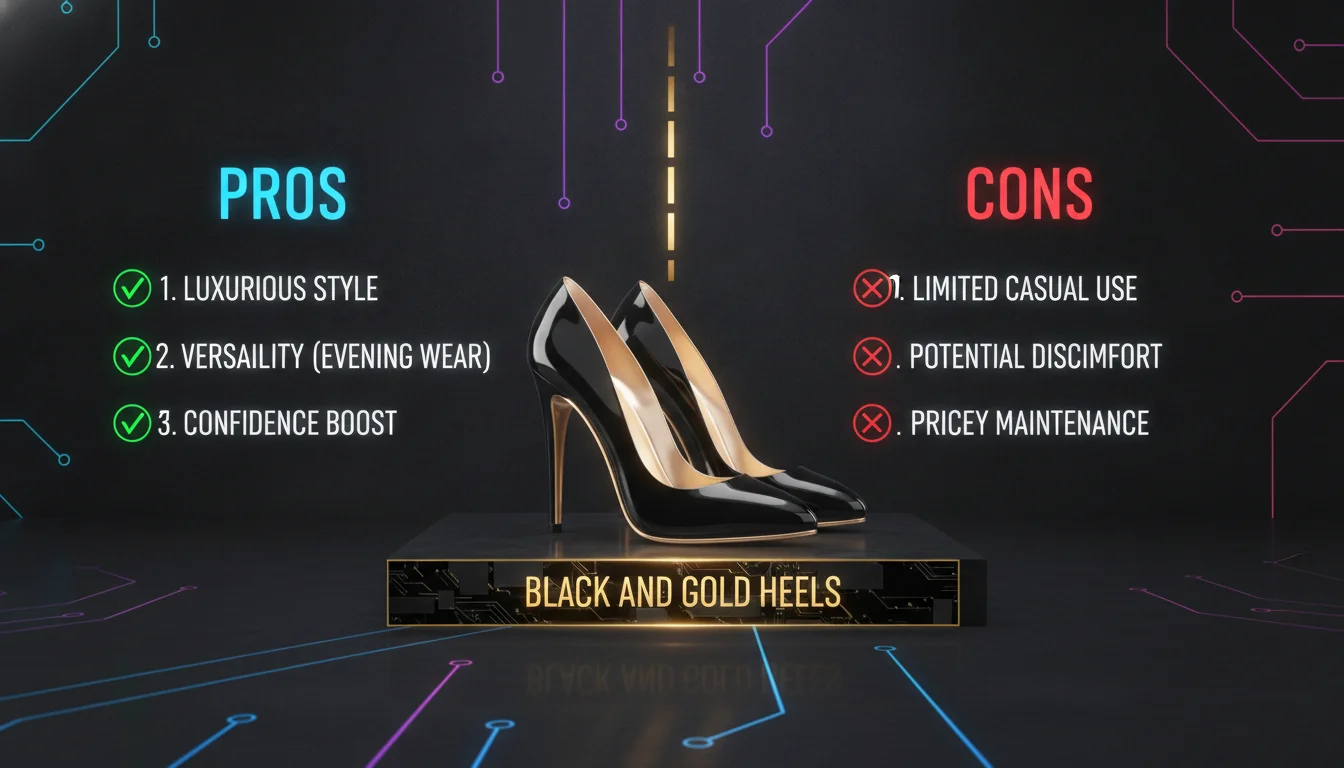 Visual guide to Pros and Cons of Black and Gold Heels